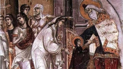 Въведение на Пресвета Богородица в храма, фреска от XIV.
